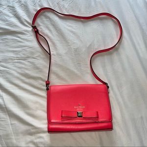 Kate Spade Coral Bow Leather Detail Crossbody Purse